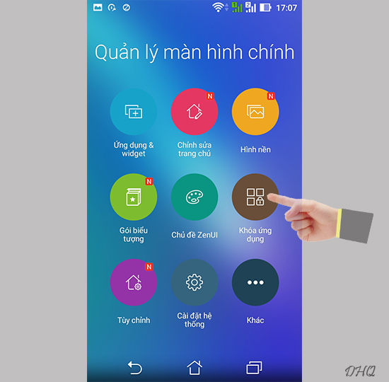 Chọn khóa ứng dụng
